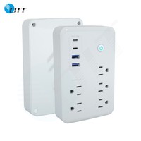 Multiprise américaine avec voyant lumineux, interrupteurs séparés, charge rapide USB-C PD 20W, certifiée PC V0 FCC, OEM