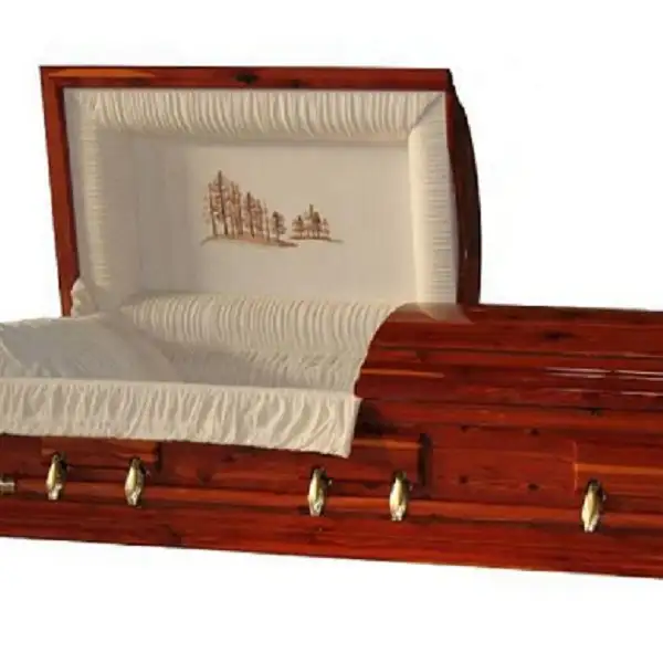 देवदार लिबास लकड़ी सामान्य आकार कास्केट अंतिम संस्कार के साथ कास्केट सामान