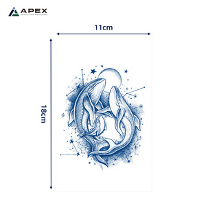 Tatouages temporaires imperméables à base de jus de plantes, 80 pièces, 110x180mm, finition mate, bleu marine, OEM, mixte, phosphorescent dans le noir, pour adultes - Product Image 2