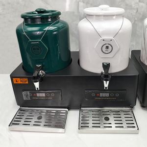 Distributore di bevande in porcellana doppio ristorante dell'hotel bianco/verde elettrico latte caldo acqua Crock abbinamento coperchio Dispenser bevande - Product Image 4