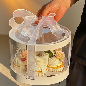 Caja Redonda Transparente de Doble Capa para Pasteles, Ideal para Regalos de Cumpleaños y San Valentín, Caja de Embalaje para Pasteles y Postres - Product Image 2