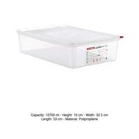 Bac alimentaire en polypropylène GN 1/1 53 × 32,5 × 10 h cm, avec couvercle, -40/+95 ° C Araven