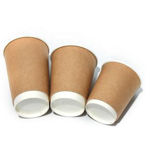Vasos de papel Kraft para café con impresión en caliente, al por mayor, con logo personalizable, impermeables, desechables, de doble pared, con tapa - Product Image 1