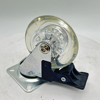 Roulettes VIMA, lot de 5, 2 pouces, pivotantes avec frein, en PU transparent, pour chariot de courses, meubles, usage léger, double roulement à billes