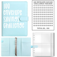 100 enveloppes défi classeur Facile et amusant moyen d'économiser de l'argent 5,050 $ Budget classeur blanc rose bleu 100 enveloppe défi