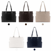 Tas Kerja Wanita Motif Kulit Buaya OEM ODM, Logo Dapat Disesuaikan, Bahan Kulit PU, Pegangan Logam, Tas Selempang Bahu