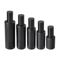 Bouteille de lotion en verre noir mat 100ml avec pompe et spray pour crème de soin de la peau gouttes pour les yeux perruque cosmétiques
