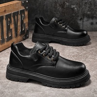 Chaussures habillées décontractées pour hommes, style britannique, marron, à lacets, semelle souple, durables, à bout large, doublure en cuir microfibre