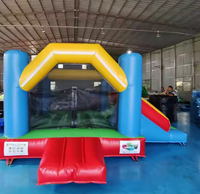 Offre Spéciale GOLDEN ART BC-491 Ensemble Toboggan Gonflable Intérieur/Extérieur en PVC avec Château Gonflable et Souffleur pour 5 Enfants