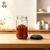 Pot en verre transparent multifonctionnel de 300 ml à col fileté, haut et fin, pour la maison et la vente en gros commerciale