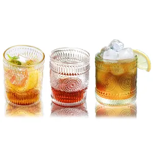 Amazon hot sell 10 oz custom color Vintage Glassware Cocktail Juice Water Cups Whiskey wine Glass