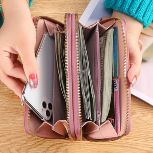 Cartera para <span class=keywords><strong>mujer</strong></span>, tarjetero de gran capacidad, doble cremallera, patrón acolchado, bolso para teléfono móvil a la moda, <span class=keywords><strong>monederos</strong></span> pequeños y bolsos de mano - Product Image 5