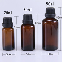 Bouteilles en verre ambré pour huiles essentielles de 5 ml, 10 ml, 20 ml, 30 ml, 50 ml, 100 ml avec réducteur d'orifice, compte-gouttes européen et bouchon inviolable