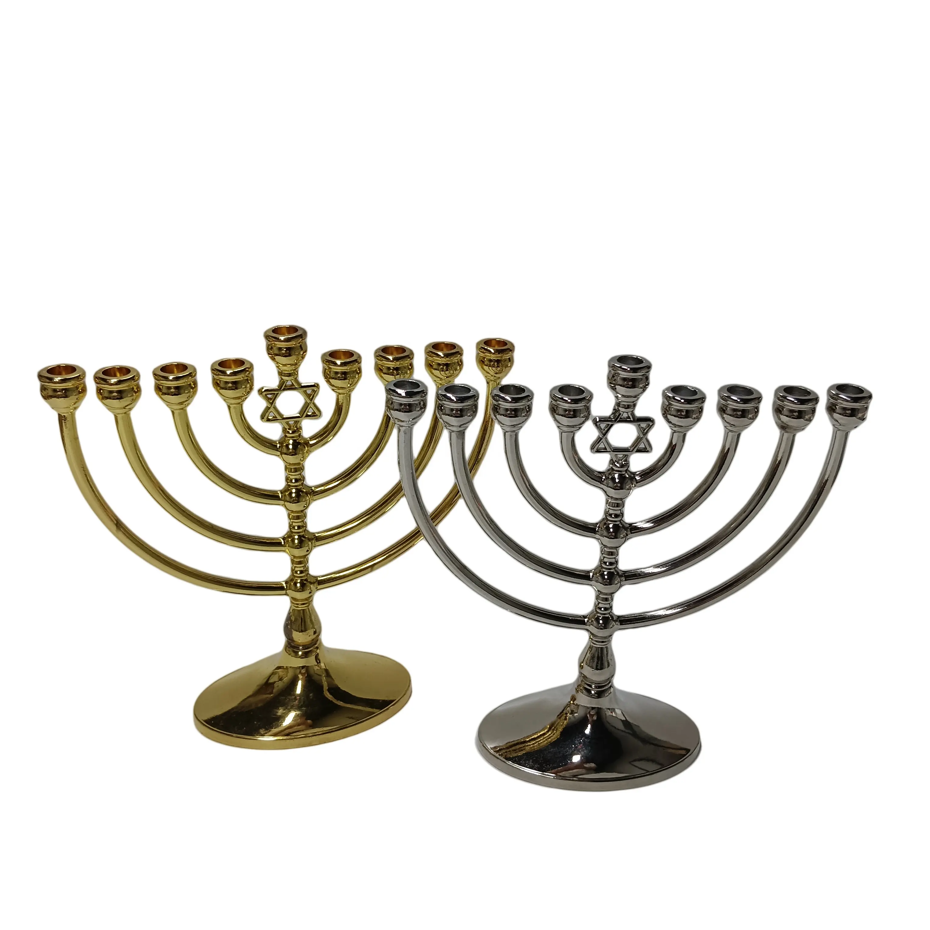 Gold Color Brass Menorah 7 Arms Classic Stylish Wholesale Candle Stand Latest Arrival Affordable Luxury Menorah Candle Stand