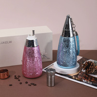 Gobelet isotherme en acier inoxydable 420 ml, tasse à café plaquée titane avec paille et boîte cadeau pour femmes