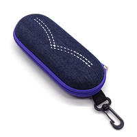 Étui carré en jean doux personnalisé avec logo et couleur, fermeture éclair, pour lunettes optiques de haute qualité, impression sur tissu pour myopie, vente en gros