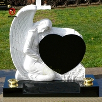 Décoration extérieure personnalisée Ange en granit et coeur Sculpture Pierre tombale Pierre tombale commémorative en marbre