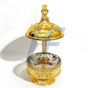 Hot Pot India dengan Tutup, 8L Bulat dari Baja Tahan Karat untuk Prasmanan, Dilengkapi Penghangat Makanan Emas dan Hitam, untuk Hotel dan Restoran - Product Image 4