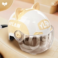 Casque de moto 3/4 ouvert rose girly pour femme, design oreilles de chat, coque ABS importée, visière HD anti-UV, antibactérien et rafraîchissant