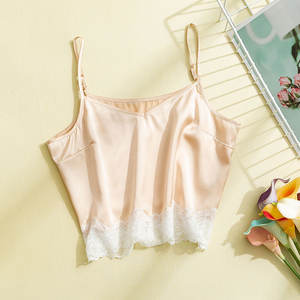 Silviye Estate Indumenti Da Notte Sexy Shirt Traspirante Rappezzatura Del Merletto di Seta Superiore di Carro Armato Delle Donne - Product Image 5