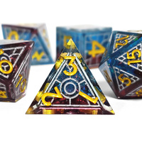 Dés polyédriques en résine à bords vifs, motif géométrique rouge et bleu, pour jeux de rôle de table DND RPG - Prix de gros