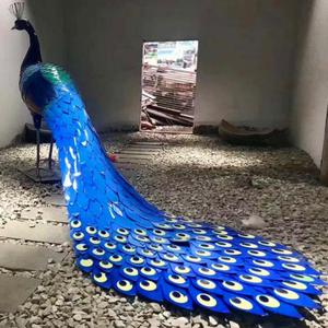 Tượng chim công bằng thép không gỉ, chất liệu kim loại, kích thước lớn, dùng trang trí ngoài trời - Product Image 1