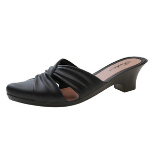 New women's shoes summer fashion solid color pointed toe shoes casual outskirts <strong>wedge</strong> women's shoes hollow <strong>low</strong> heel sandals - Product Image 1
