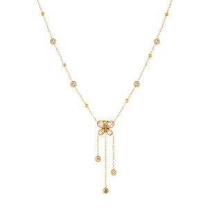 Korean Style Butterfly Rhinestone Pendant Tassel Chain Gold Plated Necklace For Party Daily Wear - Product Image 5