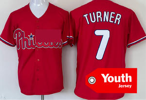 Maillot de baseball américain pour enfants et jeunes 2026, Philadelphia, avec surpiqûres, Schwarber 12, <span class=keywords><strong>Harper</strong></span> 3, Turner 7, Realmuto 10, édition limitée - Product Image 4