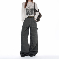 Jeans décontractés amples et larges de style américain, tendance, de haute qualité, multi-poches, pour hommes et femmes