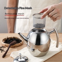 Tutup Teko Tahan Panas dari Baja Tahan Karat HL 304 dengan Infuser yang Dapat Dilepas, Pot Mutiara Olive, Kualitas Makanan, Kapasitas 1-2L untuk Rumah