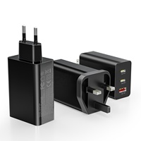 Cargador Rápido HNT 65W GaN de 3 Puertos 2C1A, Adaptador de Pared PPS con Carga Súper Rápida 2.0 para Samsung S24 S23 Ultra Galaxy, Enchufe para Reino Unido, UE y EE. UU.
