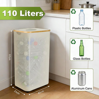 Poubelle de recyclage personnalisée à étiquette privée de 110 L avec roues, bac de collecte de bouteilles, panier à linge pliable pour la maison, la cuisine, l'hôtel