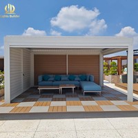 Pergola bioclimatique en aluminium avec toit à lames orientables électrique, imperméable, pour jardin, pavillon de resort, protection solaire