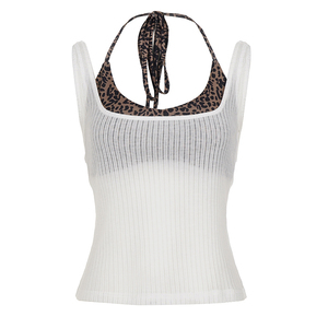 <b>Sheer</b> Low Cut Camisole Leopard Print <b>Bralette</b> Two-Piece Set – See Through Cami Top with Matching Outer - Product Image 6