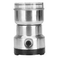 Mini moulin à café électrique argenté pour usage domestique, pour épices et graines, avec 2 bols amovibles en acier inoxydable
