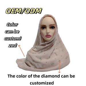 Foulard en viscose de style malaisien strass motif rayé jersey pour l'été 110*110 personnalisé en gros - Product Image 2