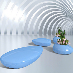 Sièges en fibre de verre en forme de goutte d'eau, ovales, blancs, durables, pour jardin commercial, mobilier d'extérieur - Product Image 3