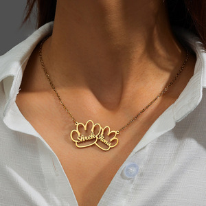 Collana <span class=keywords><strong>con</strong></span> <span class=keywords><strong>Nome</strong></span> a Cinque <span class=keywords><strong>Stelle</strong></span> e Artiglio di Gatto in Acciaio Inossidabile Shunquan Jewelry - Catena Personalizzabile Fai-da-Te - Product Image 5