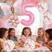 Paket 7 Balon Helium Ulang Tahun ke-5 Anak Perempuan 5 Tahun Kupu-kupu Daisy Peri Bunga Bentuk Ikan Pesta Ulang Tahun Anak