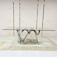 Table à manger rectangle, de luxe, moderne, pour 6 ou 8 personnes, avec dessus en verre trempé, en acier inoxydable, set de table avec chaises, livraison gratuite