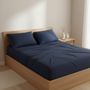 Parure de draps Vianney pour lit simple, en coton respirant, couleur unie, literie pour la maison - Product Image 2