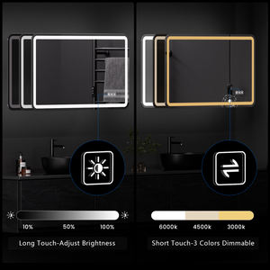 ZEPENG Modern Touch Große Anti-Fog-LED-Badezimmer Wand-Kosmetik spiegel Rechteckige rahmenlose digitale Spiegel 30*18 Zoll - Product Image 3