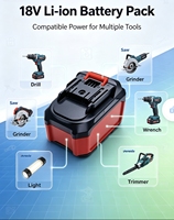 Baterai Lithium Kapasitas Tinggi 18V dengan Lampu LED Samping, Baterai Pengganti Alat Tenaga Tanpa Kabel yang Dapat Diisi Ulang