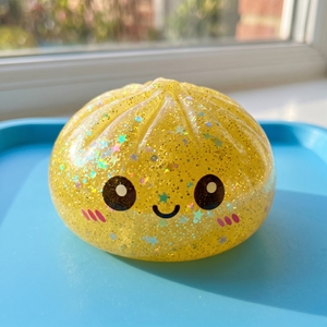 Sequins New Cute Smile Face Dumpling <b>Squishy</b> EVA Stress Ball Toy for 5 to 7 Years Mystery Box - Product Image 2