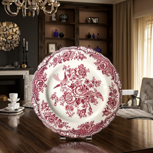 Xương Trung Quốc Phong Cách Phương Tây Tấm Gốm Hoa Mẫu Đơn Màu Đỏ Trắng Sạc Tấm Tiệc Cưới Bộ Đồ Ăn Cho Nhà Hàng Nhà - Product Image 5