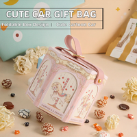 Boîte à bonbons d'anniversaire pour enfants, mignonne et créative, en forme de voiture de dessin animé, en carton, pliable, pour cadeaux alimentaires - Grande Vente