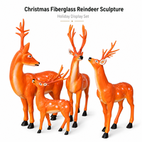 Statue de renne de Noël personnalisée en fibre de verre, décorations de Noël éclairées par LED, sculpture en FRP pour l'entrée d'un centre commercial