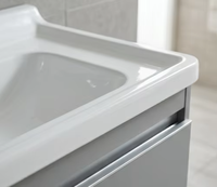 Ensemble de meubles de salle de bain résistant à l'eau, à fixation murale, pour hôtel, style moderne, gris cendré