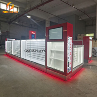 Kiosque d'exposition d'accessoires de téléphonie mobile en verre trempé verrouillable ODM OEM avec écran numérique, vitrine pour téléphones portables pour centre commercial